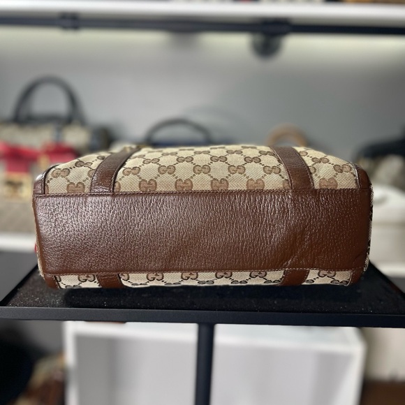 Authentic GUCCI Abbey Hand Boston Bag Purse GG Canvas Leather Vintage - Picture 7 of 10